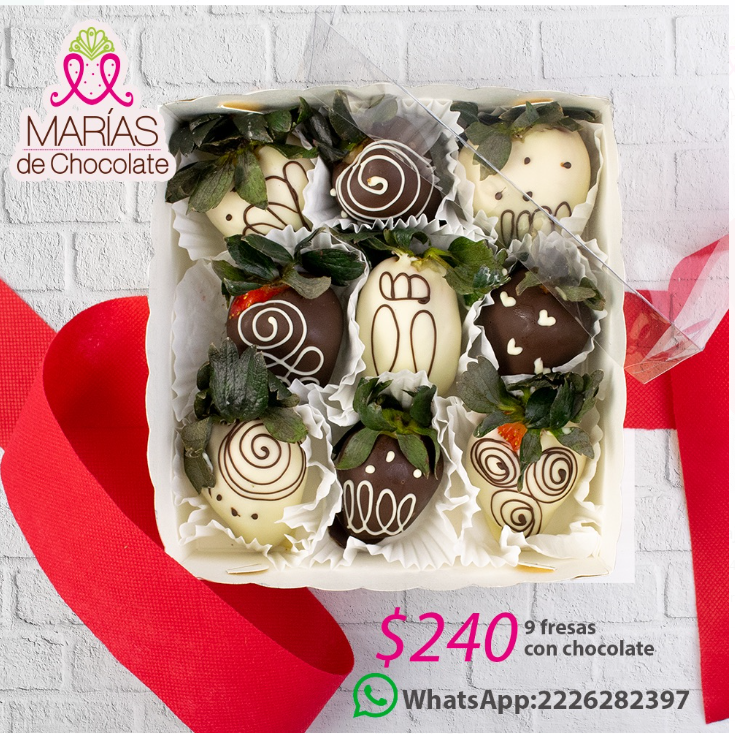 9 fresas cubiertas de chocolate 